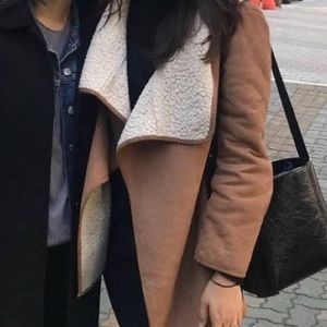 MINKPINK NWOT tan suede shearling coat